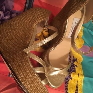 Jimmy Choo Golden woven wedge